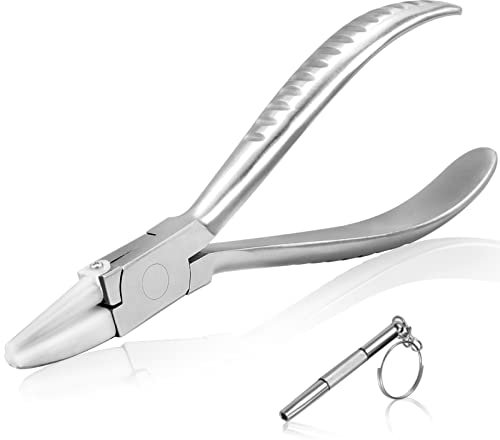 SPEEDWOX Stainless Steel Half Round Plier 6-Inch Round & Flat Nose Nylon Jaw Eyeglasses Frame Pliers Eyeglasses Repairing Plier Adjusting Eyeglasses Arms Frame Leg Pliers with Eyeglass Screwdriver
