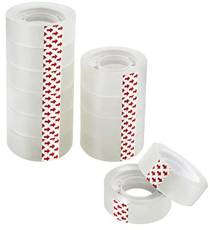 CIOUYAOS 12 Rollen Klebeband Transparent, Kleine Klebestreifen Klebefilm Paketklebeband, Allzweck Paketband für Spender Büro Haus Schule abroller