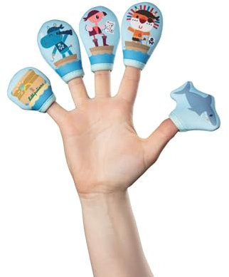Lilliputiens - Fingerpuppen Piraten - Badespielzeug mit 5 Fingerpuppen aus Neopren - Lustig und lehrreich, fördert Feinmotorik und Fantasie - Ab 10 Monaten - 83353