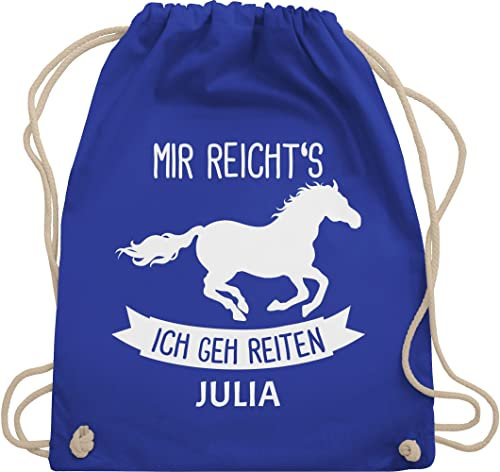 Turnbeutel Rucksack - Pferd Pferde - Mir reichts ich geh reiten - Unisize - Royalblau - tasche zum reit sachen für mädchen pferden gehe beutel pferderucksäcke pferdemotiv reicht s stoffbeutel