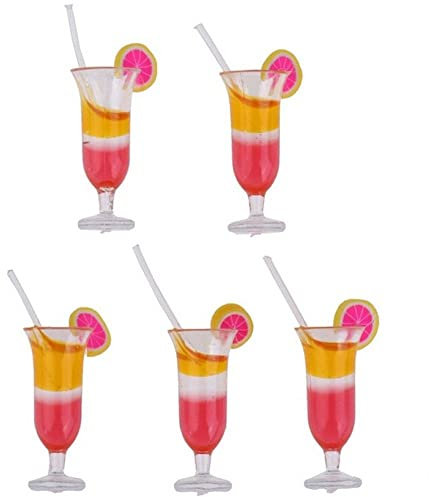 Stakee 5pcs Dollhouse Miniatur Drink Dollhouse Cups Dollhouse Gemischte Harz Lebensmittel Simulation Küchenspielzeug Für Puppe