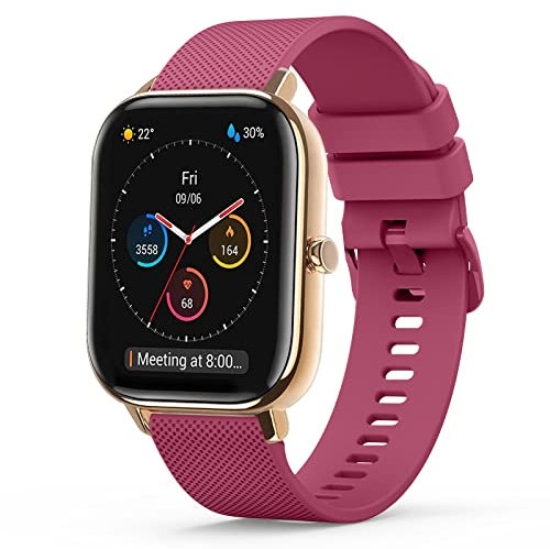 Amzpas Armband für Amazfit GTS 2 Mini/GTS 4 Mini/GTS 2 / GTS 3 / GTS 4, 20mm Strapazierfähiges Silikon Ersatzband Uhrenarmband für Amazfit Bip 3/Bip 3 Pro/Bip Lite/Bip U/Bip U Pro, Rotwein