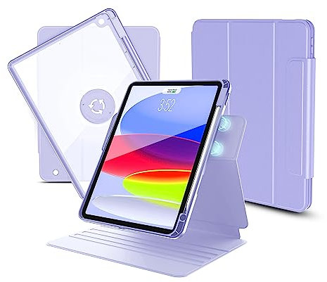 nimin Custodia per iPad 9ª/8ª/7ª generazione da 10.2 pollici, con design magnetico doppio, 11 modalità d'uso - Custodia in pelle girevole a 360° con supporto per Apple Pencil