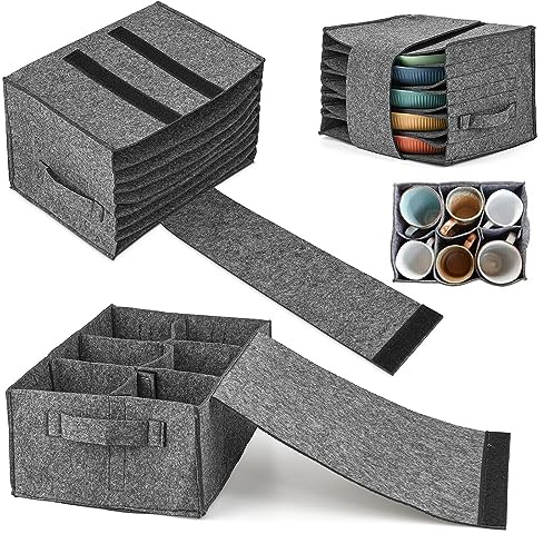 Soporte para platos de fieltro y tazas de camping, juego de 2 unidades, bolsa de fieltro, bolsa para 8 platos, soporte de cristal, accesorios para caravana y cocina