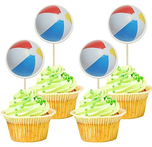 Gyufise 36 Pack Beach Volleyball Cupcake Toppers Star Sports Ball Cupcake Picks Baby Shower Beach Volleyball Sports Players Theme Birthday Party Cake Decorations Supplies