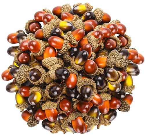 ZIOYA 100 Stück Künstliche Eicheln Realistisch Herbstdeko mit Eichel Kappe Simulation Kleine Eichel für Home Decor DIY Basteln Herbstliche Dekoration Thanksgiving Christmas Streudeko 2 Farben