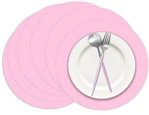 100 Stück rosa Papier-Tischsets, hellrosa, rund, Einweg-Tischsets, dekorative Platzsets für Hochzeit, Brautparty, Rosa, Geburtstagsparty, Esszimmerdekoration
