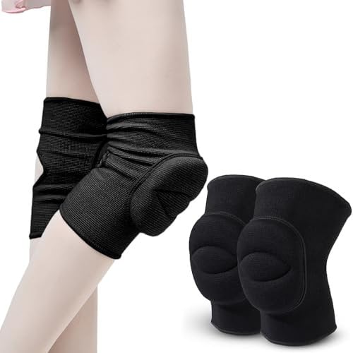 TERJBG Knieschoner,1 Paar Schwarz 20mm Atmungsaktiv Schwamm Rutschfest Knieschützer, Knee Pads für Tanzen, Sport, Yoga