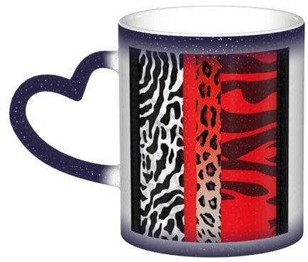 VducK Leopard and Zebra Print Colour Changing Mug 11oz Personalised Magic Mug Tea Cup Ceramic Coffee Mug Heat Activated Colour Changing Mug