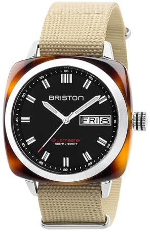 Briston Unisex-Erwachsene Quarzuhr mit Edelstahlarmband 17342.SA.TS.1.NK, beige