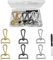 6stk Karabinerhaken mit Drehgelenk, D-Ring mit Karabiner Haken, Karabiner Schlüsselanhänger Haken, Metall Karabiner, für Schmuck, Handtaschen, Nähprojekte, DIY-Zubehör (Gold, Silber, Perlenschwarz)