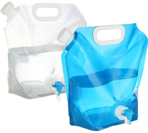5L Bidon d'eau Pliable, 2 Sac d'eau Pliable avec Couvercle Dense et Robinet, Conteneur d'eau Réservoir d'eau Poche d'eau Portable Extérieur für Sport Camping Pique-Nique Voyages Randonnée Barbecue