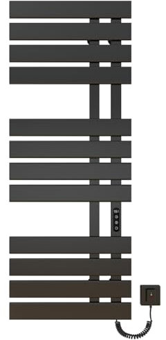 TINS Scaldasalviette Elettrico Bagno Termoarredo Elettrico Bagno WiFi Nero 500×1300mm 460W per Alexa e Google Home e App Portasciugamani Elettrico Scaldasalviette Elettrico Bagno-WiFi Black Right