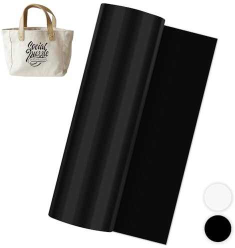 Kayuneed Smart Iron on für Cricut Joy, 14x200cm Plotterfolie Textil Flexfolie Plotter Textil Selbstklebende Permanentes Plotterfolie Vinyl für DIY T-Shirt, Stoffe, Kleidung Bügelfolie(Schwarz)