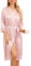 Sopesil Peignoir Satin Femme Robes du Matin Longues pour Femmes Bordure en Dentelle Robes de Mariée Vêtements de Nuit Doux Rose,XL
