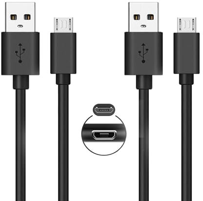 2 PACK 6FT/1.8M PS4 Controller Charger Cord, Micro USB Charging Cable for Xbox One S/X Slim Elite Controller, Playstation 4 Games, Dualshock 4 Controller Data Sync Cord Wire - Black