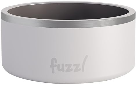 Fuzzl Titan Dog Bowl 17cm - Matt White Insulated Thermal Dog Bowl for Indoors and Outdoors with Rubber Base - Versatile Dog Bowls and Dog Water Bowl for Hydration and Feeding