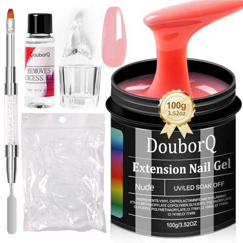 Major Dijit Aufbaugel für Gelnägel Set 100 g / 3,52 oz – LED/UV Builder Gel mit 100 Stück Nagelformen und Einem Doppelseitigen Nagelpinsel zum Entfernen von überschüssigem Gel