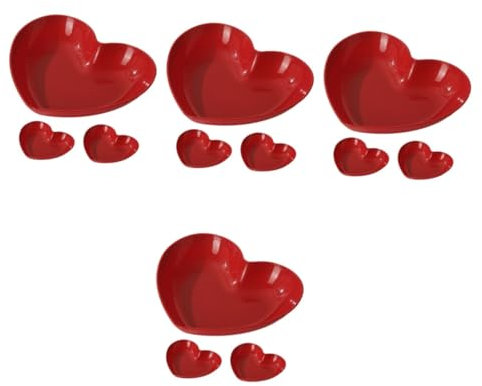 Mikinona 4 Set Eleganti Vassoi Da Dessert Multifunzione A Forma Di Cuore Piatti Per Snack in Materiale Pp Piatti Per Frutta Spuntini 3 Pezzi * 4
