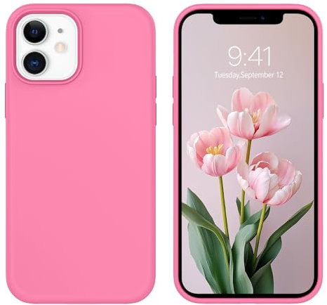 DUEDUE for iPhone 11 Cases, Liquid Silicone Slim Lightweight Smooth Soft Gel Rubber Microfiber Lining Texture Cover Protective Shockproof Phone Cases for iPhone 11, Pink