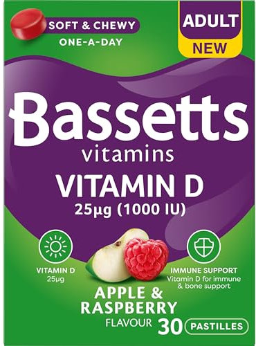 Bassetts Vitamins Adult Apple and Raspberry Flavour Vitamin D 30 Gummy Pastilles