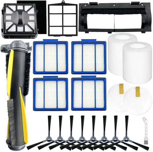 Ersatzteil für Shark IQ R101AE RV1001AE AV912S AV1010AE RV1000 AV970 AV993 AV1002AE, 1 Hauptbürste, 1 Rollenbürstenabdeckung, 4 Filter, 8 Seitenbürsten, 1 Vorfilter, 1 Filter und 2 Vormotor-Schaum-