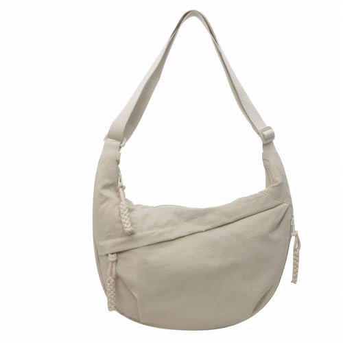 Amexo Borsa a Tracolla per Donna, Borsa a Tracolla a Mezzaluna da Donna, Borsa a Spalla con Tracolla Regolabile, Messenger Crossbody Bag per Shopping Viaggio, Borsa a Tracolla Mezzaluna (Bianco)