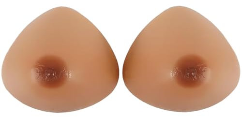 FkYstrix Una Coppia Triangolo Silicone Forme del Seno Mastectomia Tette False Protesi Miglioratore Reggiseno Inserisci Pads - Autoadesivo (C Cup, Suntan)