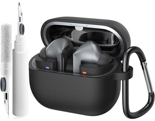 Wanme Hülle für Samsung Galaxy Buds3 Pro & Samsung Galaxy Buds 3, mit Reinigungskit & Schlüsselanhänger [LED Sichtbar], Weich Silikon Ganzkörper Schutzhülle, Schwarz