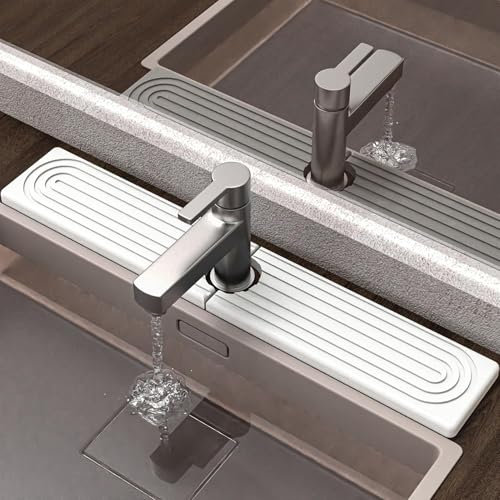Tapis De Robinet pour Évier De Cuisine, Diatomite Séchage Rapide, Protecteur D'évier Super Absorbant, Gardien pour La Cuisine, Comptoir De Salle De Bain (Blanc,60 * 10cm)