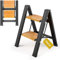 KULACO Escalera plegable de aluminio, 2 peldaños, con pedal ancho antideslizante, escalera ligera de hasta 150 kg, plegable para el hogar, oficina, garaje