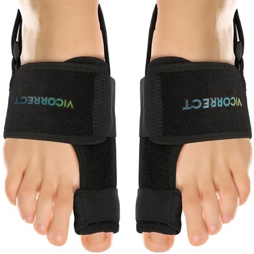 Vicorrect Day-Night Support Bunion Corrector – Orthopedic Bunion Splint – Big Toe Straightener – Non-Surgical Hallux Valgus Correction for Women and Men (6-Piece Kit)
