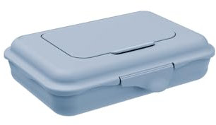 Rotho Babydesign Feuchttücherbox Blau 0.45L – Aufbewahrungsbox für Feuchttücher, Babytücher, Reinigungstücher – Nachfüllbarer, luftdichter Feuchttuchspender – Tücherbox Baby & Haushalt