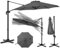 RELAX4LIFE Parasol Déporté 3x3M Rotatif à 360° avec 5 Angles d’Inclinaison Réglables, Parasol de Jardin Extérieur Inclinable avec 8 Baleines pour Jardin Plage Piscine (base croisée,Gris)