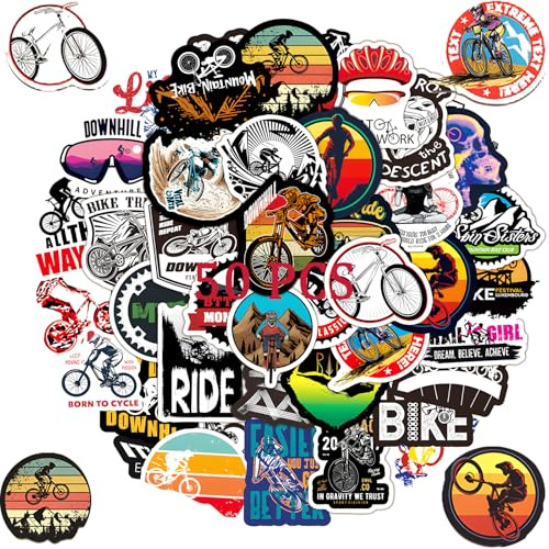 50 Bike Stickers Set, Waterproof Graffiti Stickers for Bikes Helmets Laptops – Cool Aesthetic Vinyl Decals