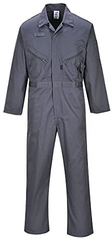 Portwest C813 Men's Liverpool Work Overalls Protective Boiler Suit Polycotton Coveralls Durable Workwear for Mechanics Warehouse Garages DIY Royal Grey, Medium