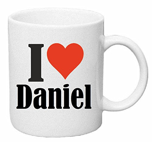 Reifen-Markt Kaffeetasse I Love Daniel Keramik Höhe 9,5cm ? 8cm in Weiß