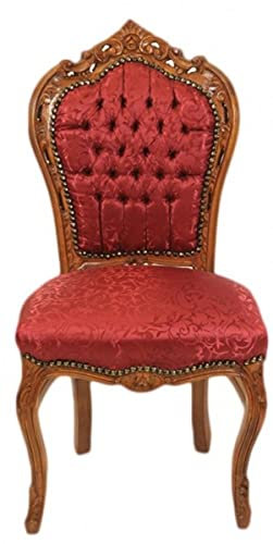 Casa Padrino Barock Esszimmer Stuhl Bordeaux Muster/Braun - Antik Möbel