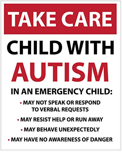 Large Take Care Child With Autism Emergency Safety Car Van Bike Sticker Decal 145mm by 180mm