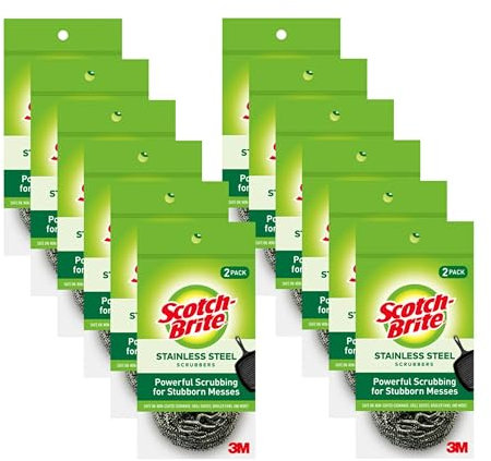 Scotch-Brite Estropajos de acero inoxidable, ideales para utensilios de cocina sin revestimiento, 48 unidades