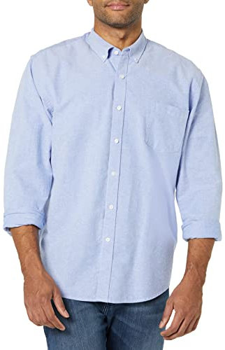 Amazon Essentials Men's Slim-Fit Long-Sleeve Pocket Oxford Shirt, Blue, XXL