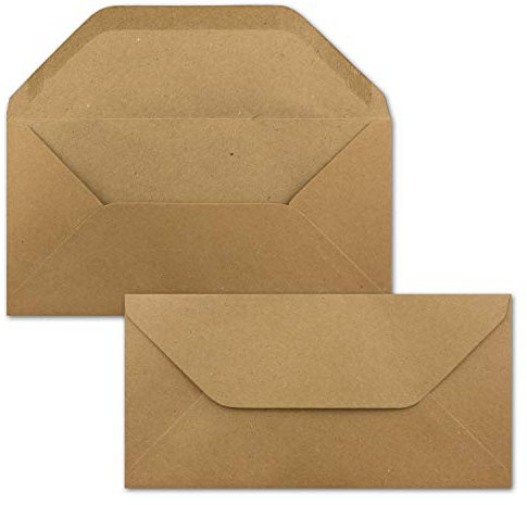 1000x Kraftpapier Umschläge DIN Lang - Braun ÖKO - Nassklebung 11 x 22 cm - Trapez-Verschluss - Vintage Kuverts - von NEUSER PAPIER