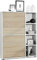 Vladon Highboard Schrank Anrichte Cuba mit 8 Fächern, Made in Germany, Korpus in Weiß matt/Fronten in Eiche sägerau