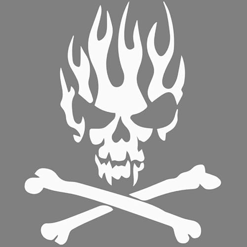 Decus Shop Flaming Crossbones Skull L 0185 (weiß) // Sticker OEM JDM Style Aufkleber