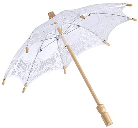 Delaman Paraguas de Encaje, Lady Wedding Paraguas de Encaje Sombrilla Sombrillas Fiesta Nupcial Foto Tomar Decoración 1PC(S-Blanco)