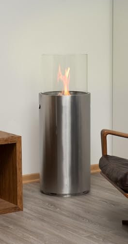 Moritz Bio-Ethanol Kamin 1 Liter Edestahlbrenner ca. 3,5 Std. Brenndauer Ø 34 cm x 86,5 cm Standkamin Edelstahl Deko Kamin Bio-Ethanolkamin Gelkamin.