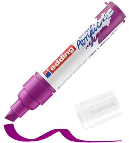 edding 5000 Acrylmarker breit - violett - 1 Acrylstift wasserfest - breite Keilspitze 5-10 mm - Acryl Farben zum Malen für Leinwand + Papier