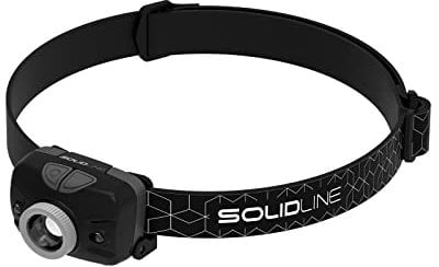 Solidline SH3, super helle LED Stirnlampe, robuste Sport- und Laufleuchte für den Kopf, 350 Lumen, 190 Meter Leuchtweite, wiederaufladbar mit Dual Power Source, Gestensteuerung, 1 Stk.