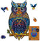 UNIDRAGON Original Wooden Jigsaw Puzzle - Charming Owl, 186 pcs, Medium 8.3x13.8, Unique Animal Shaped Puzzle Box, Birthday Gift Idea for Kids, Adults, Girls, Boys, Family Game and Hobby