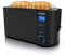 Arendo - Toaster Edelstahl Langschlitz 4 Scheiben - Doppelwandgehäuse - Integrierter Brötchenhalter - Bräunungsgrade 1-6 - Brotzentrierung – automatisch Abschaltung – Display mit Restzeitanzeige
